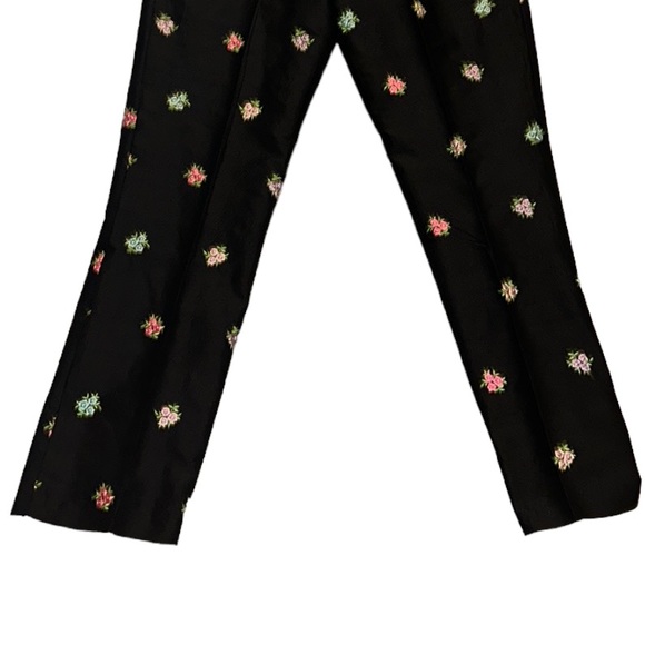 Lilly Pulitzer Vintage Black Silk Embroidered Floral Pants - 6 - Picture 6 of 8
